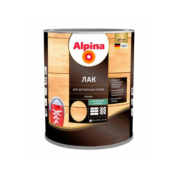 Лак для деревянных полов шелковисто-матовый Alpina 0.75л.