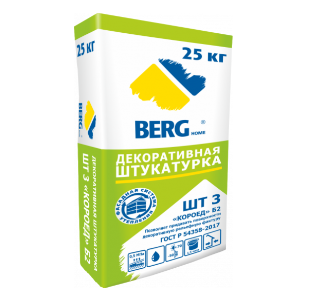Штукатурка декоративная ШТ 3 "КОРОЕД" BERGhome Б 2 мм, 25 кг (фото 1)